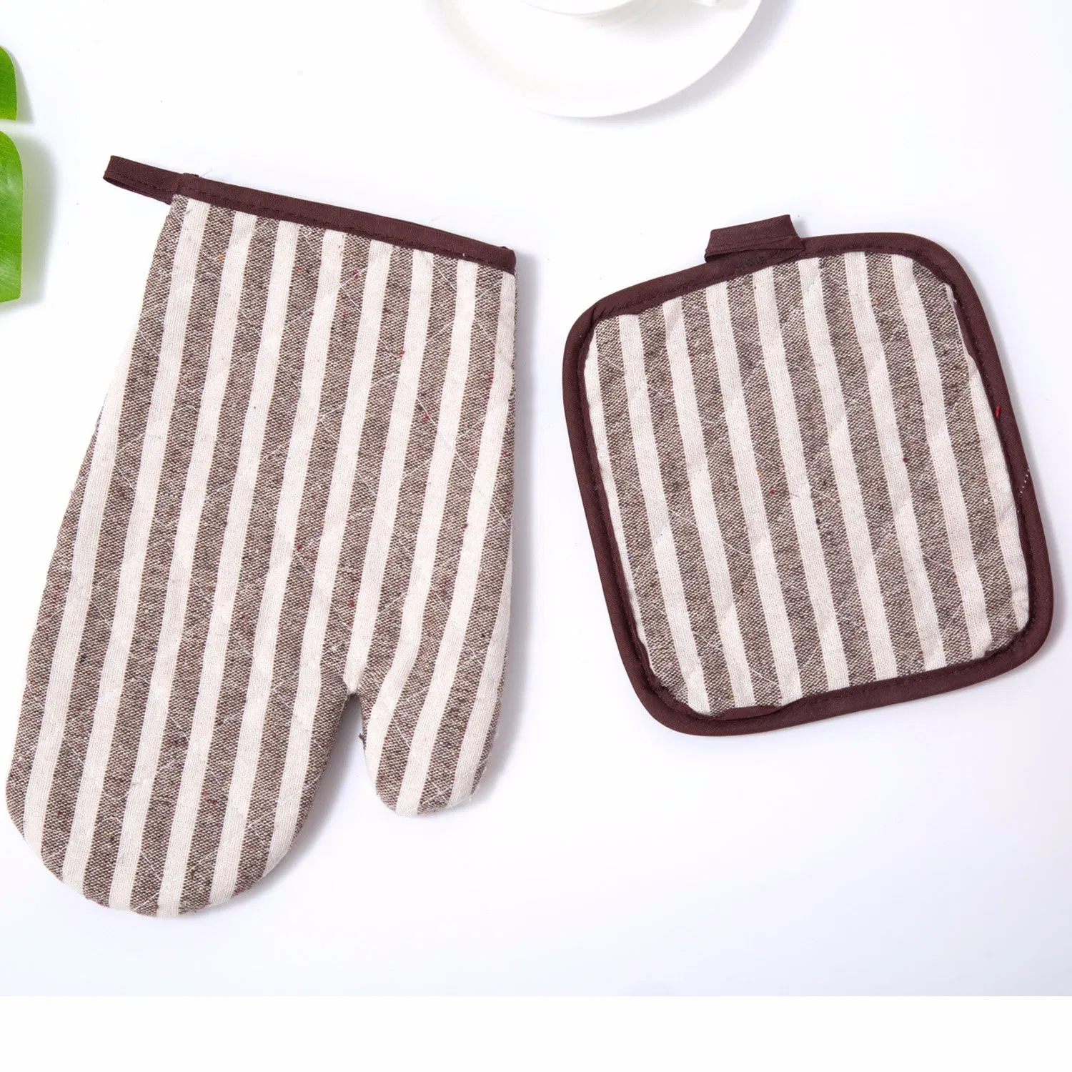 Manufactory BBQ Heat Resistant Kitchen Cotton Set Stripe Print Oven Pothold Glove