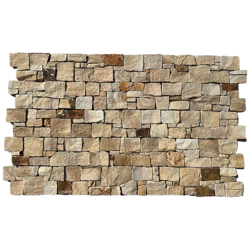 Modern Design Natural Stone Wall Yellow Sandstone Split Surface for Building Material