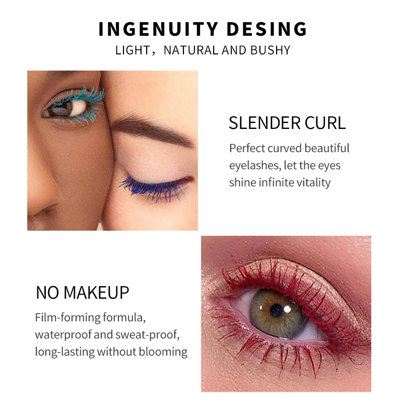Colorful Waterproof Long Lasting Curling Thick Lengthening Eyelash Blue Red Mascara