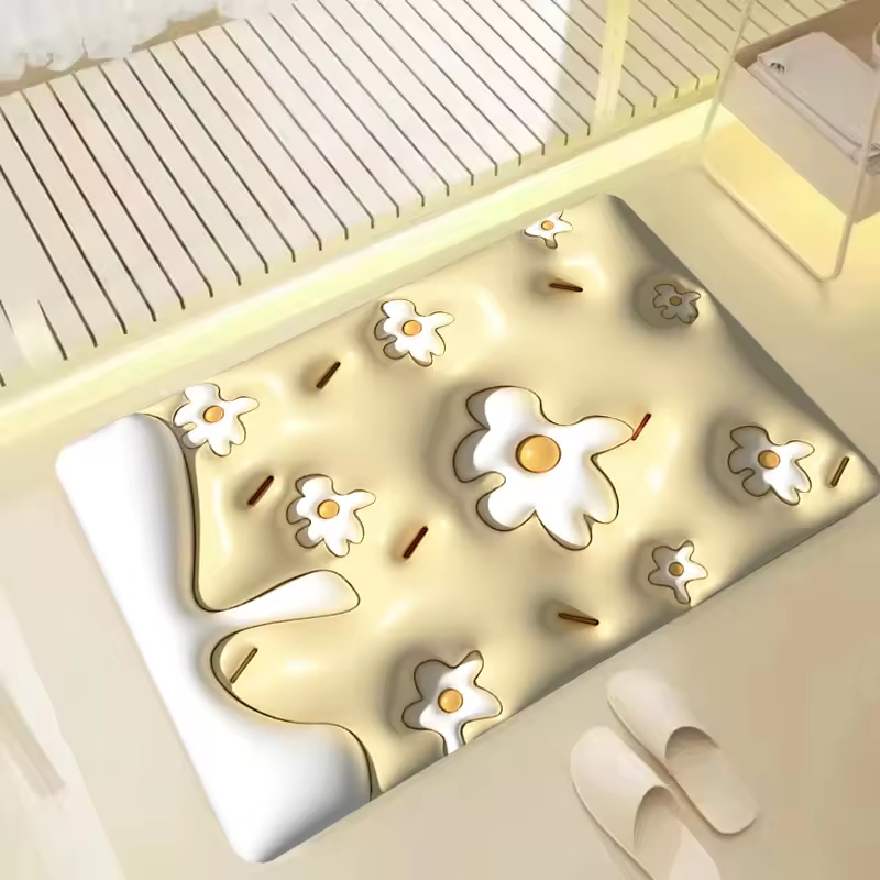 Wholesale 3D Printing Bath Mat Custom Diatom Bathroom Floor Mat Diatomite Bath Mat