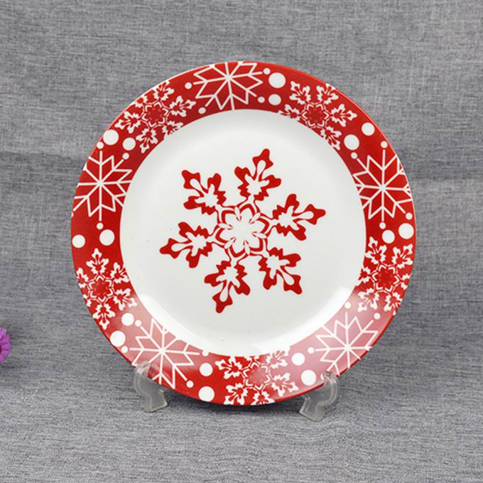 8"7.5"Christmas Full Gift Display Dinner Meat Coup Flat Plate Porcelainware Ceramic Tableware