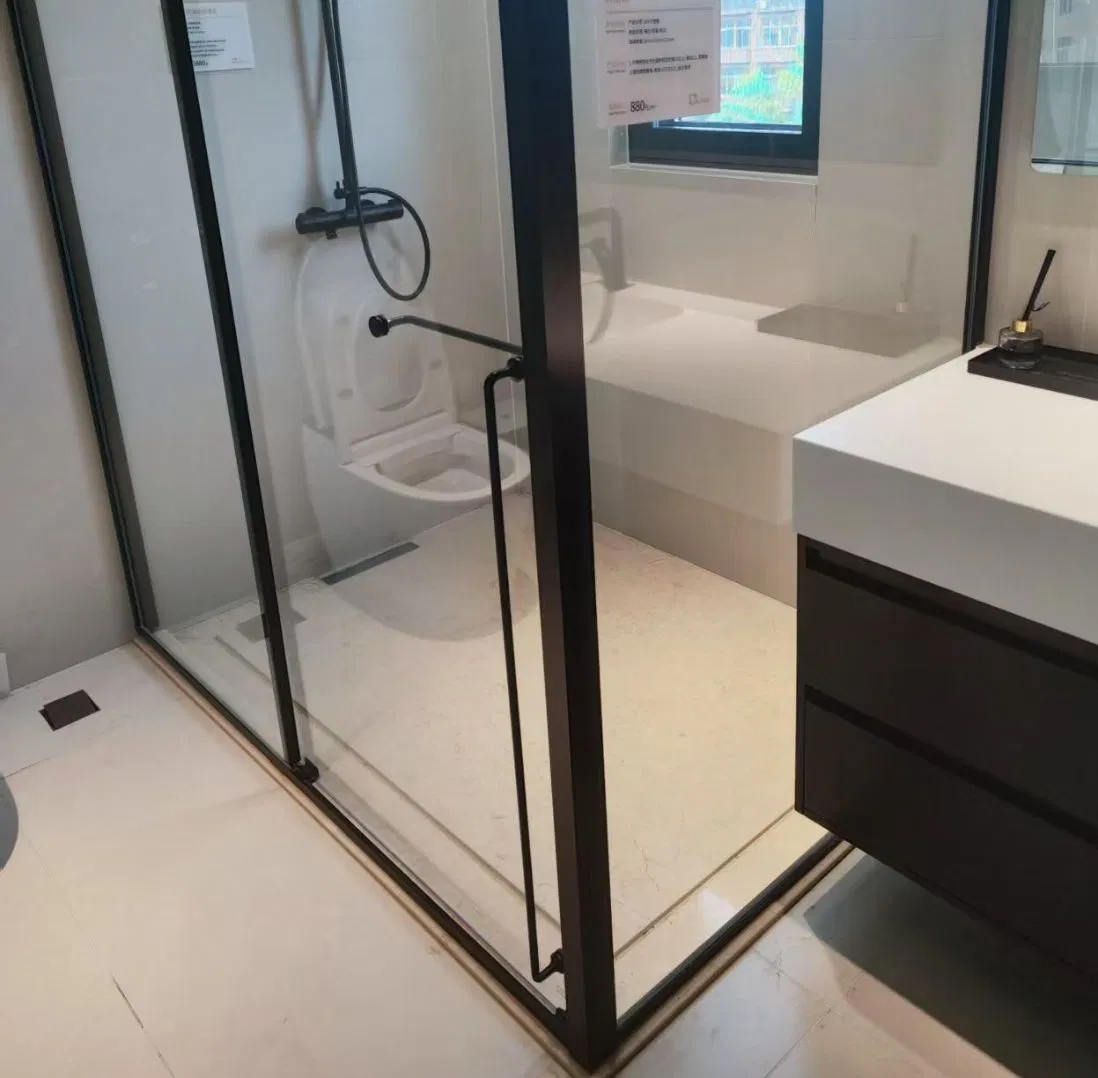 Sliding Bathroom Glass Door Quality Tempered Partition Glass Wall Shower Room Factory Price Aluminium Hardware Handle Door