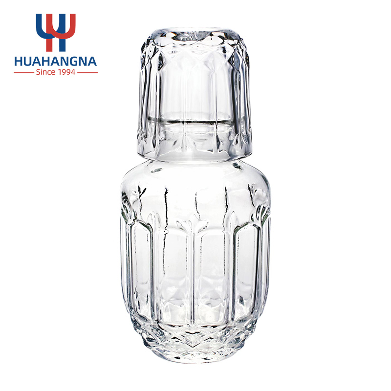 Wholesale Vintage Custom Logo 440ml Crystal Bedside Night Water Glass Bottle Carafe and Glass Set for Juice Tea Beverage