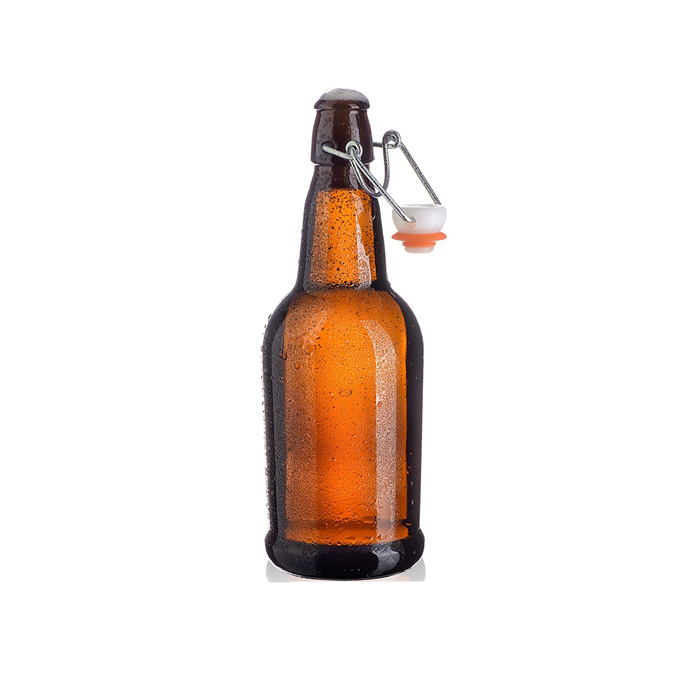 Wholesale Custom Amber Beer Glass Brewing Bottle with Clip Lid