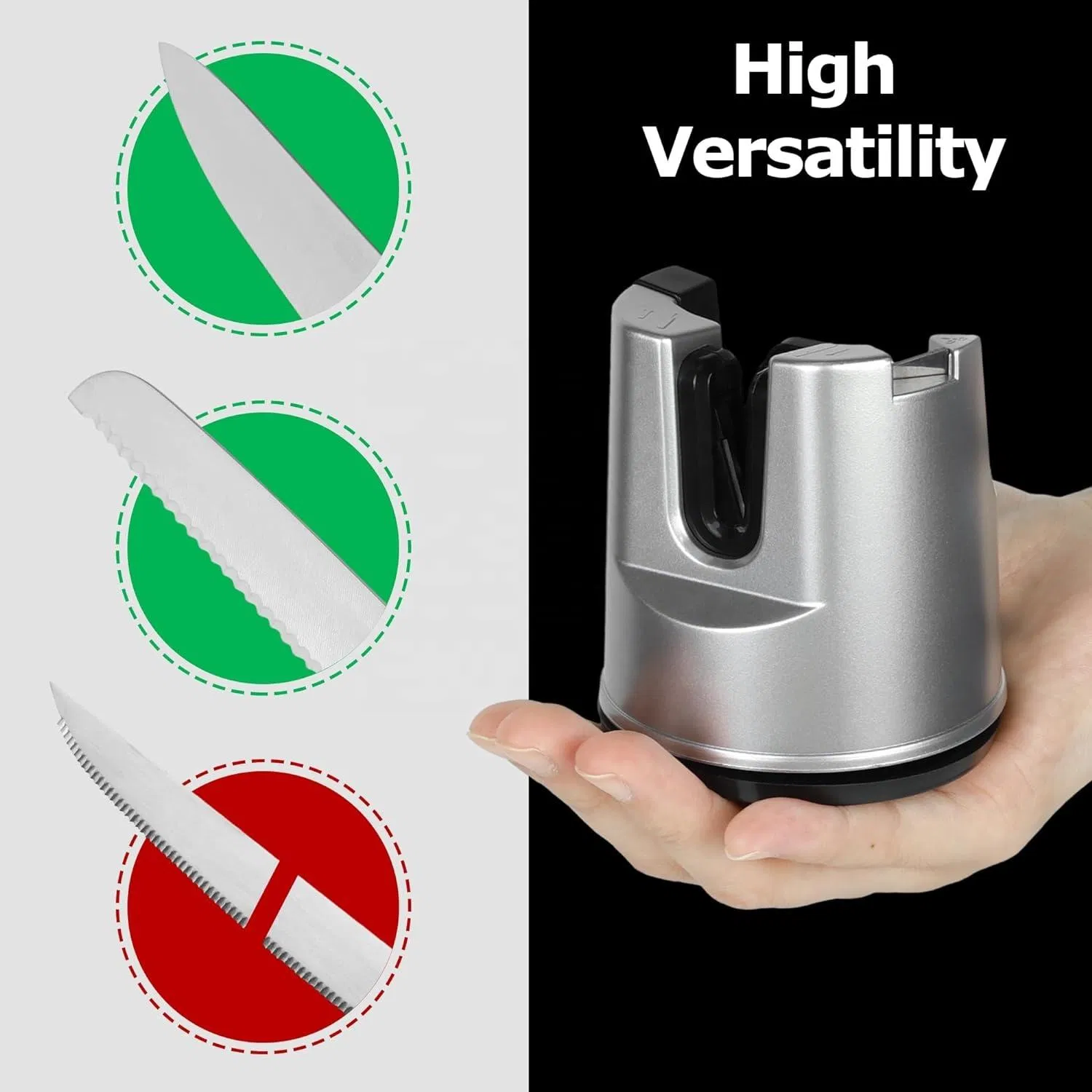 Multi-Purpose Mini Knife Sharpener with Suction Cup Base for Kitchen Knives Scissors Outdoor Use