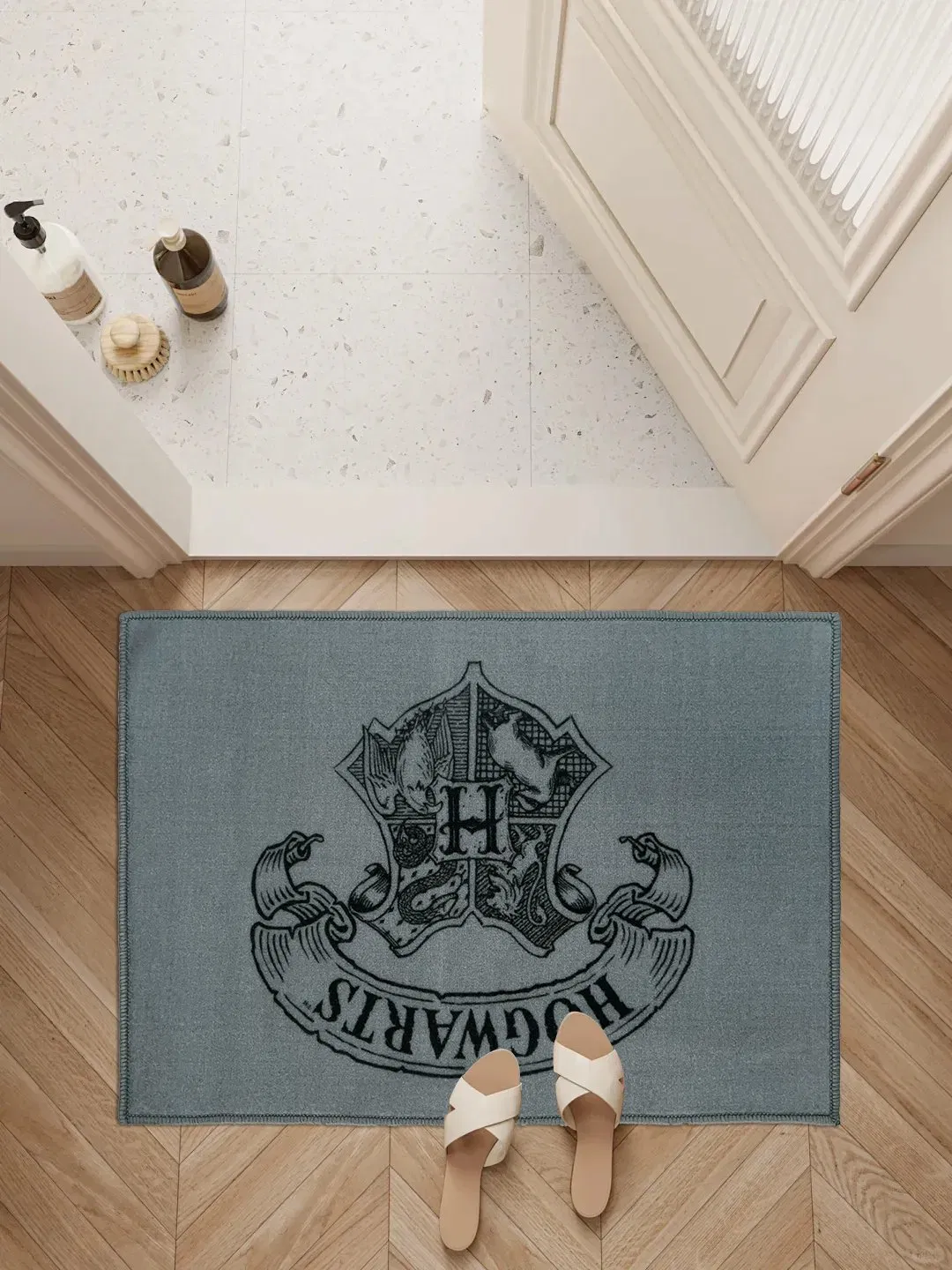 Printed Nylon+Latex Slip Resistant Rubber Backing Entryway Rug for Living Room