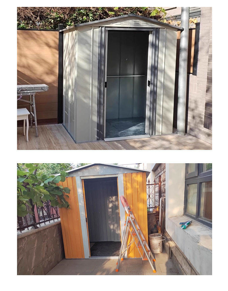 10*12FT Modern Home Shed with Lockable Doors Suitable for Patio Furniture Storage and Tool Organization
