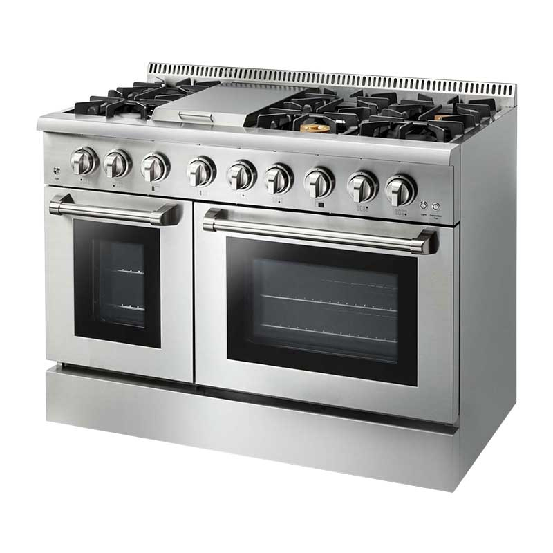 Manufacturer 48 Inch 6 Burner Griddle Freestanding Convection Dual Fuel Range Oven
