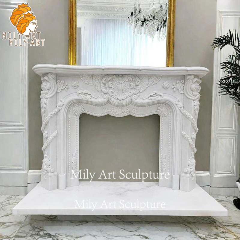 Fine Carving Natural Stone Decorative French Marble Fireplace Surround