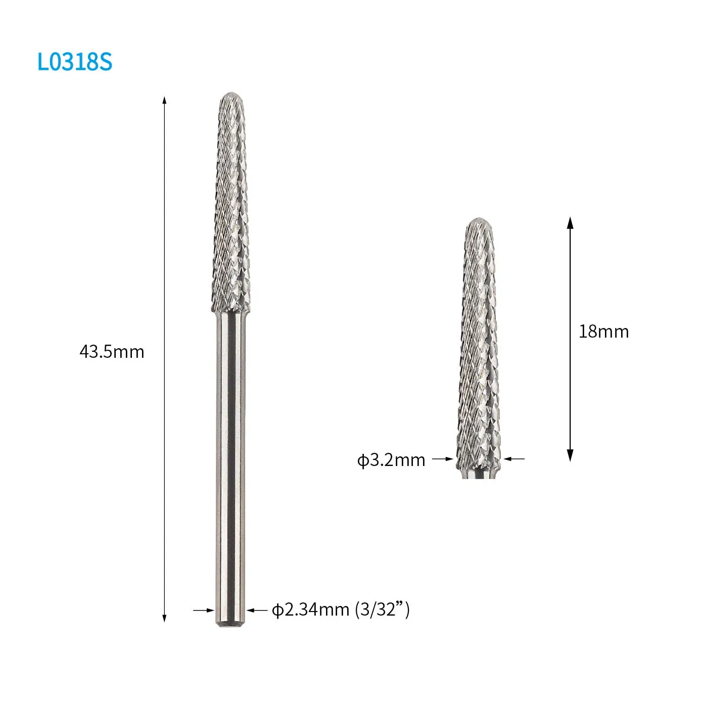 Extended Extra Long Nail Use 18mm Super Long Tip Under Nail Cleaner Carbide Nail Drill Bit