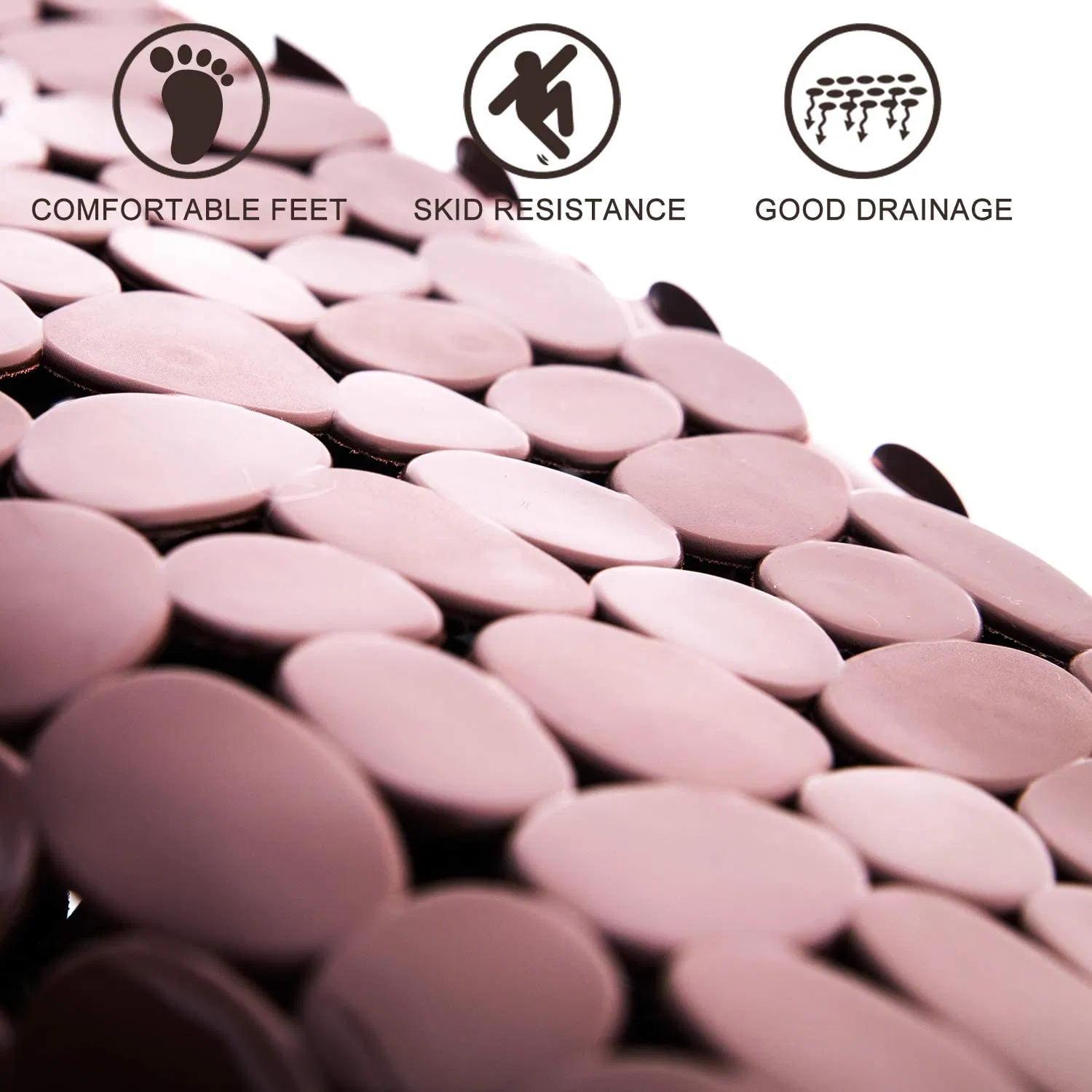 Bathtub Mat Non Slip Bath Mat with Drain Holes and Suction Cups Machine Washable