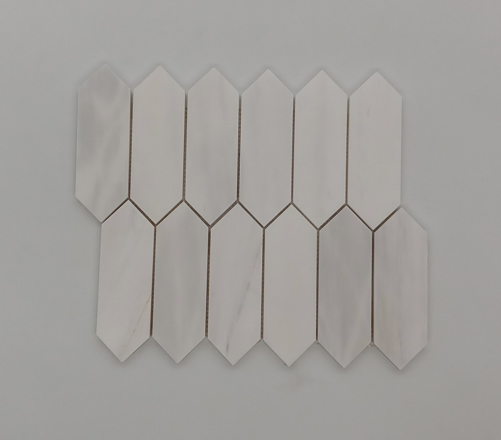 Мозаика из белого мрамора Каррара Длинный шестигранник
