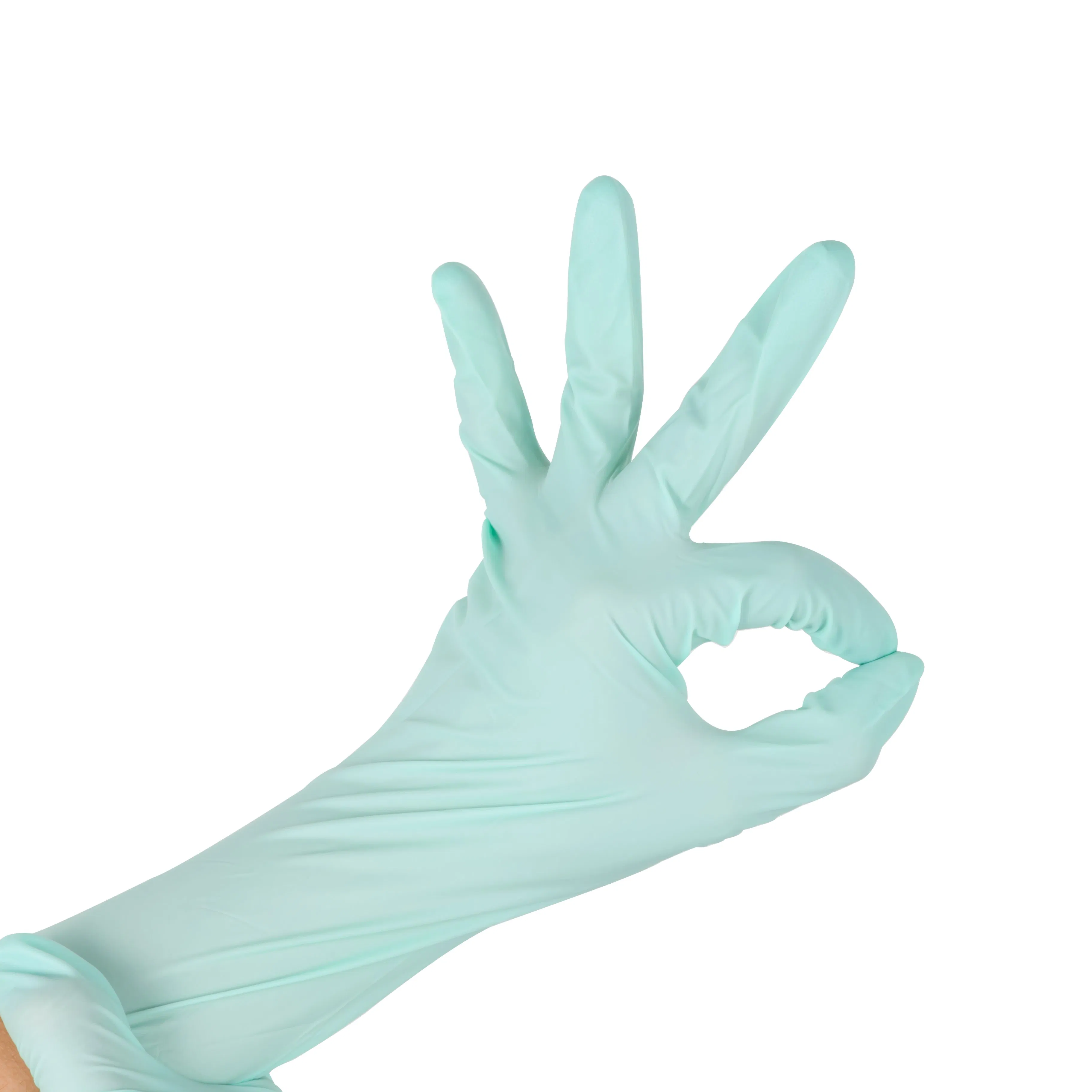 Disposable Industrial Electronics Light Blue Nitrile Glove Powder-Free