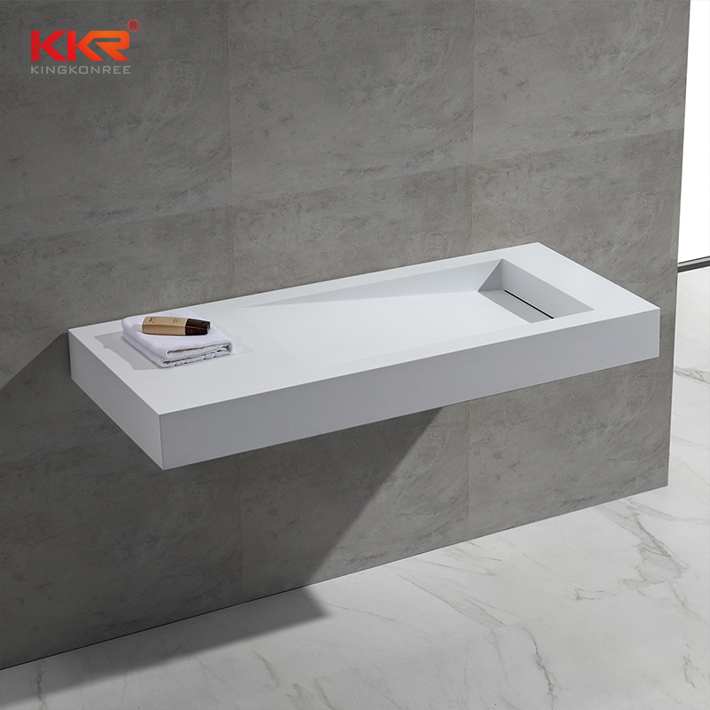 Long Size Wall Hung Solid Surface Bathroom Hand Washing Basin
