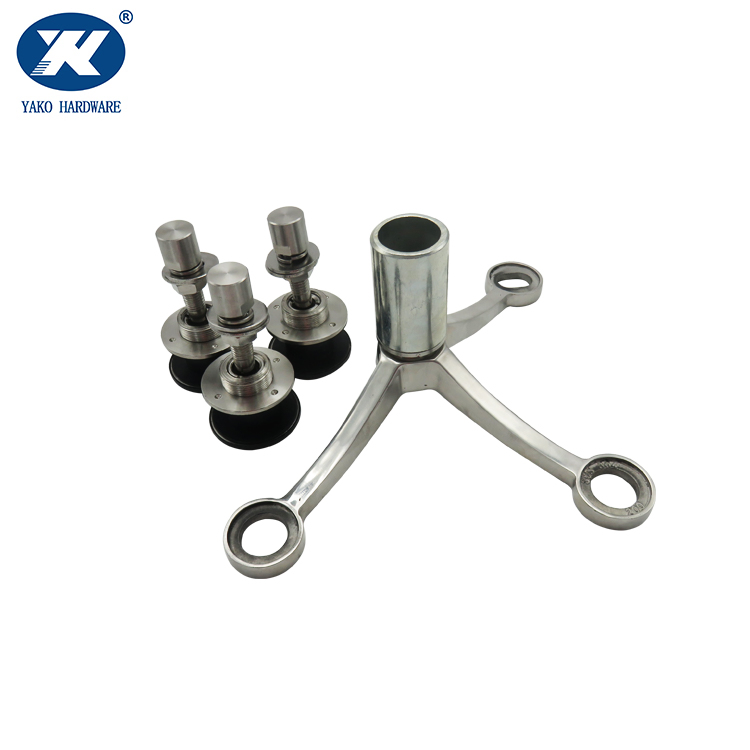 200 220mm Fittings Stainless Steel 3 Way Arm Glass Wall Spider
