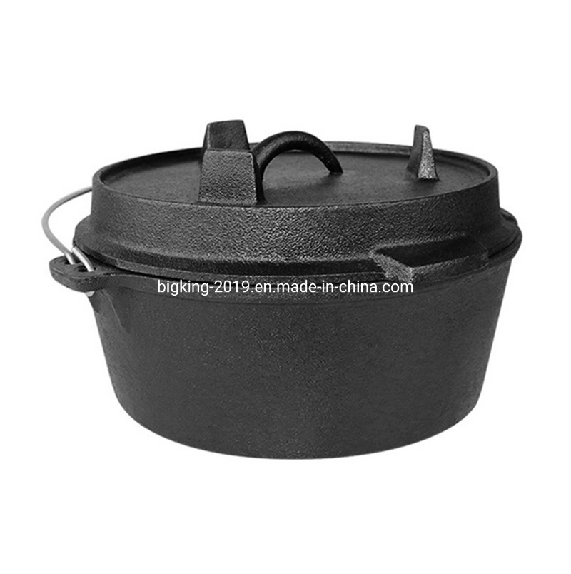Pre-Seasoned Outdoor Cast Iron Dutch Oven with Feet, 9-Quart