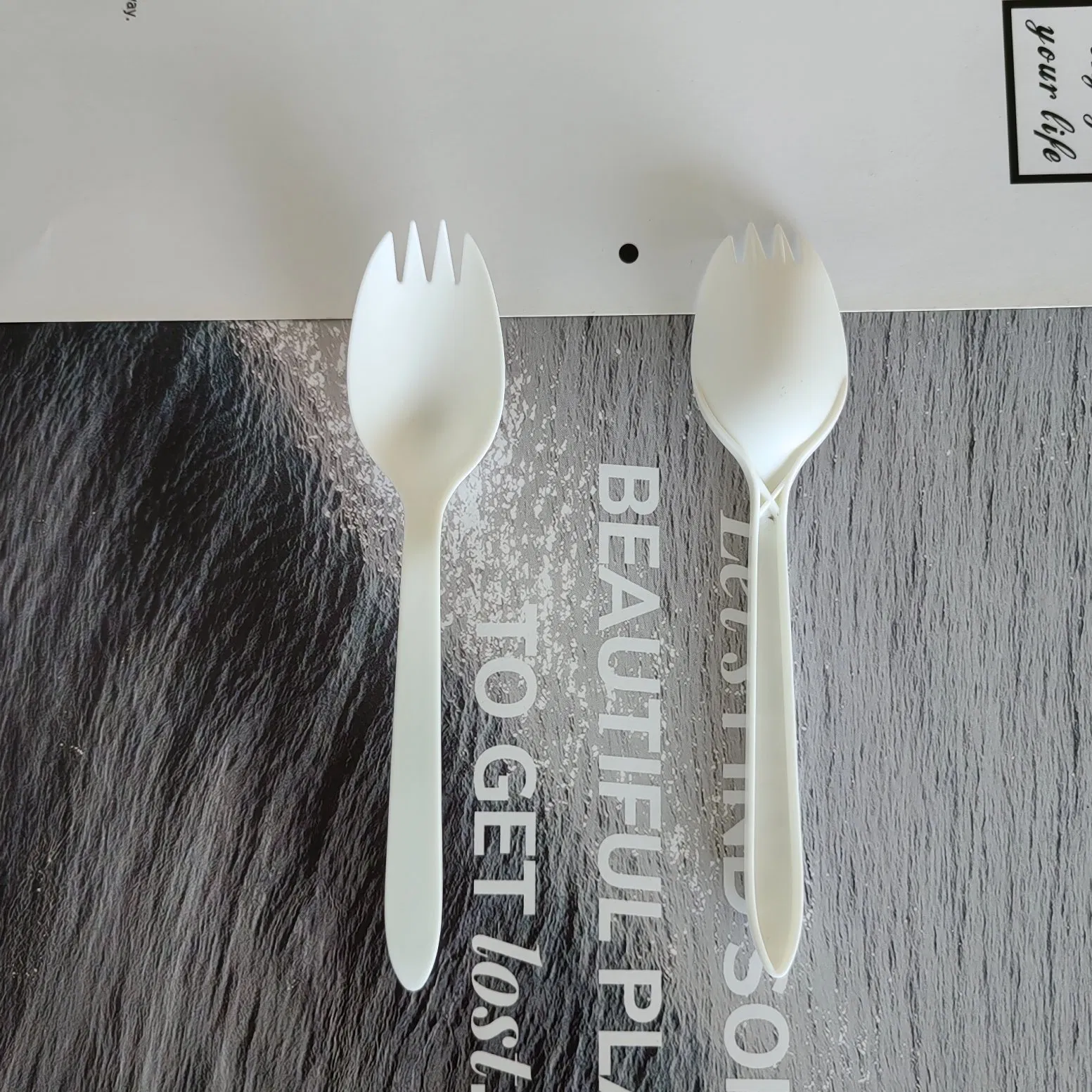High Quality Biodegradable PLA Compostable Cutlery Set Disposable Fast Food Spork Spoon Fork