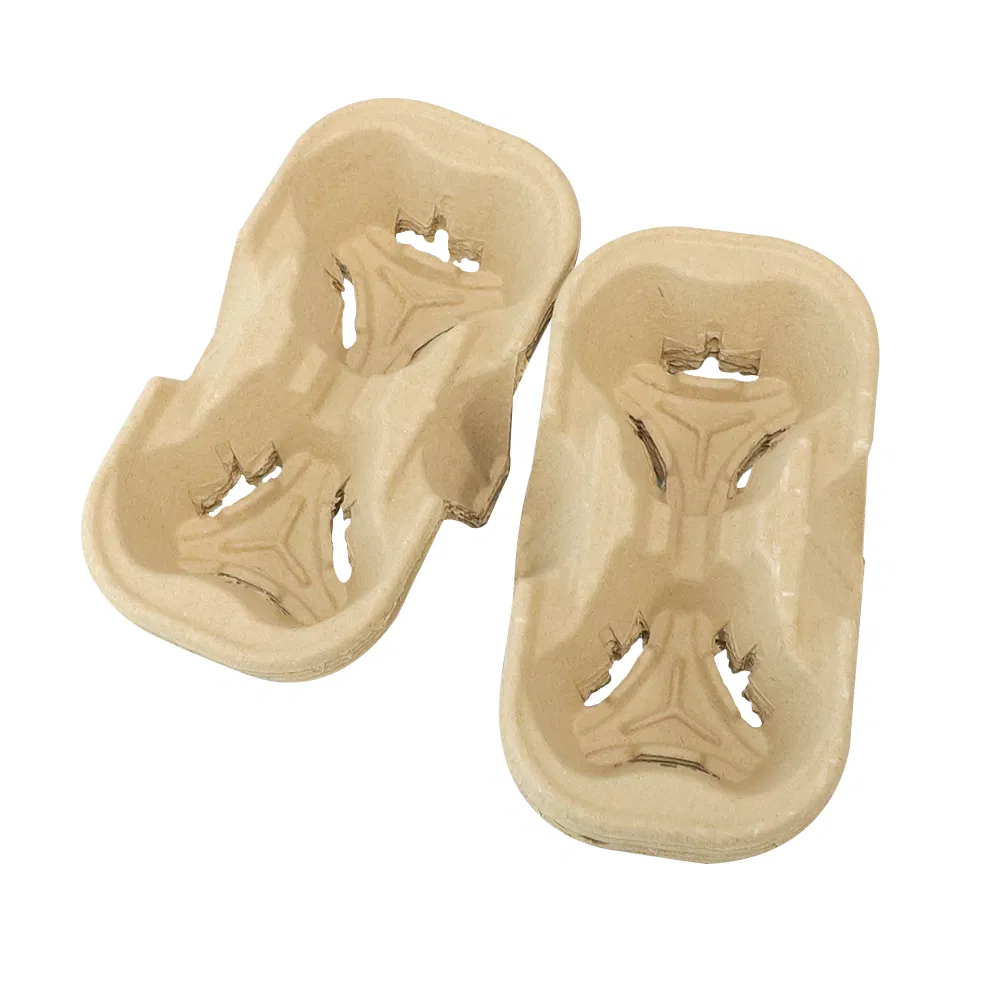 Reusable Pulp Paper 2 Cup Holder Coffee Paper Cup Tray Takeout Packaging Cup Holder
