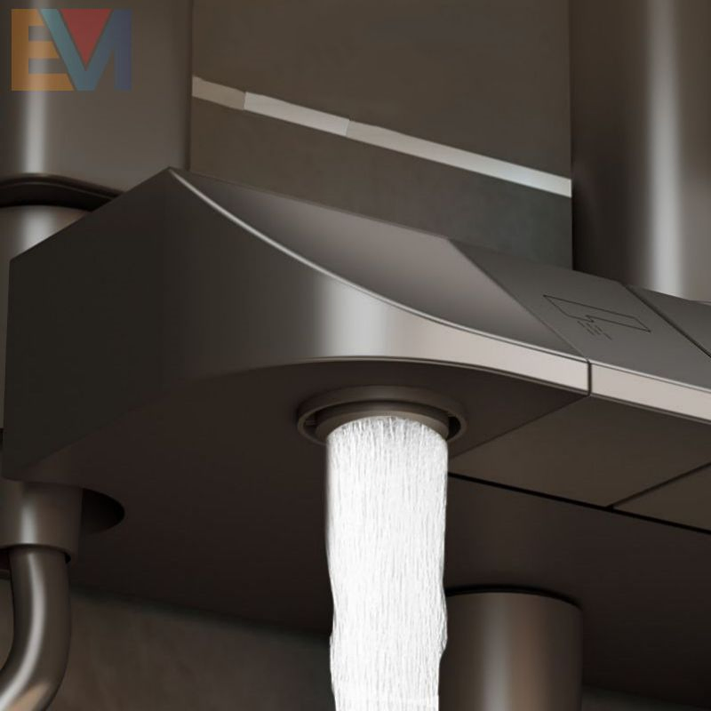 Metal Gun Luxury Hotel 4 Function Rainfall Head Shower Column System Set Exposed Wall Mount Bathroom Wash Room Piano Shower Set