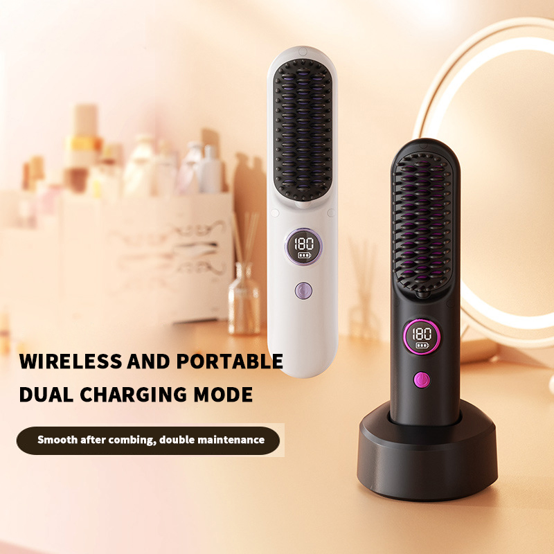 Negative Ion Cordless Portable Hair Straightening Straightener Brush Comb