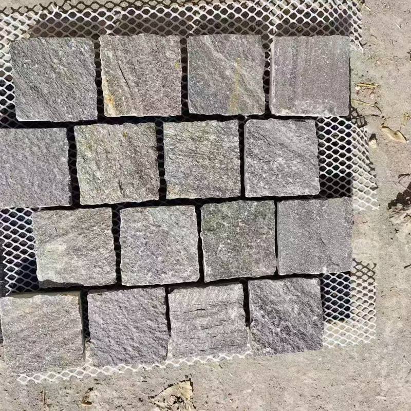 High Quality Mesh Yellow Grey Slate Mosaic Tiles for Villa Exterior Wall and Paving