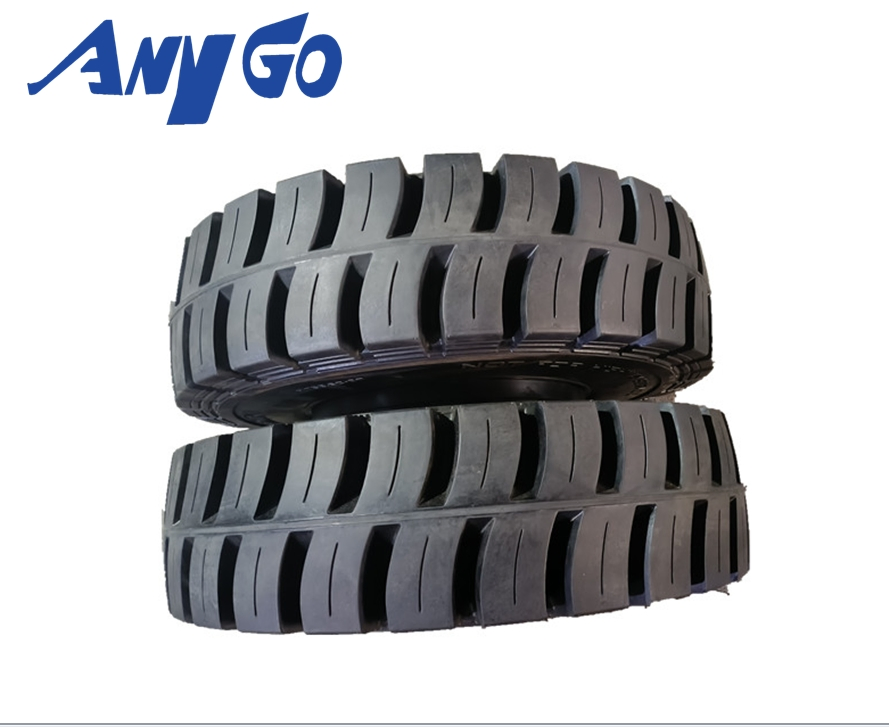 Anygo 12.00-20 XZ06 Solid Tire with Rim for Terex MHL340 Material Handler and Heavy-Duty Forklifts