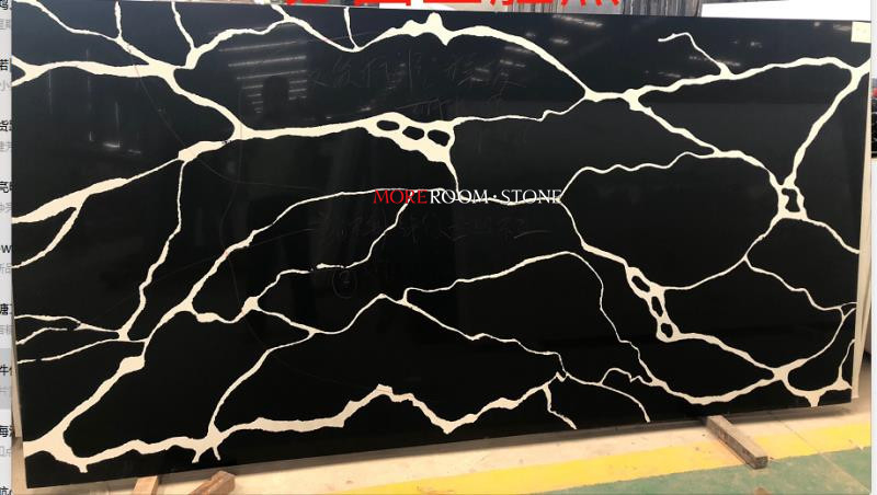 Kitchen Counter Top Engineered Stone Big Slab Black and White Marble Quartz