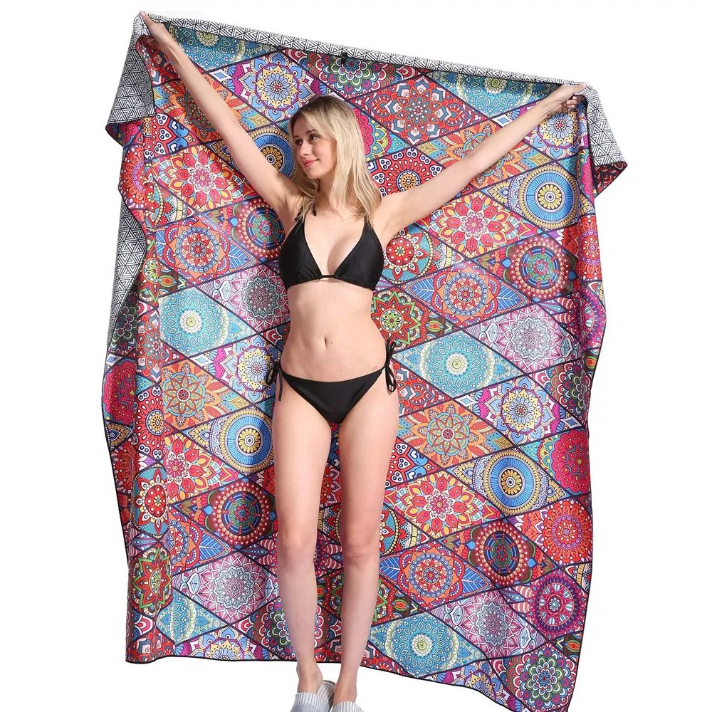 Factory Directly Custom Print Fast Quick Drying Microfiber Suede Printed Sand Free Microfiber Beach Towels with Logo
