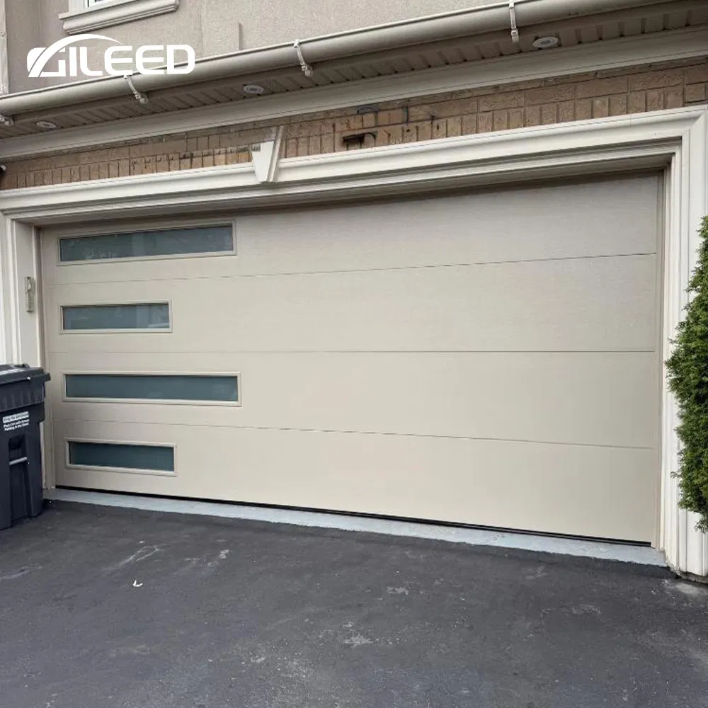 Modern Remote Control Smart Sectional Aluminum Panels Garage Door with Glass Clear Windows