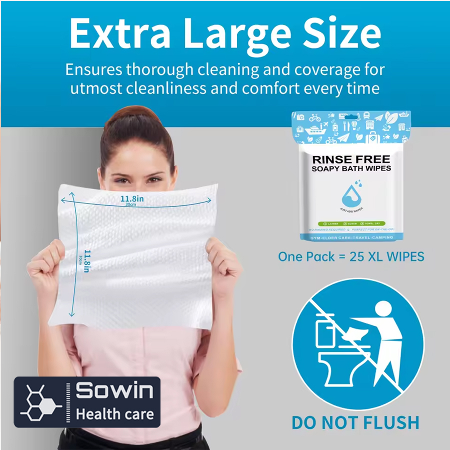 Disposable Daily Use Products Nursing Home Bath Rinse-Freee Sponges