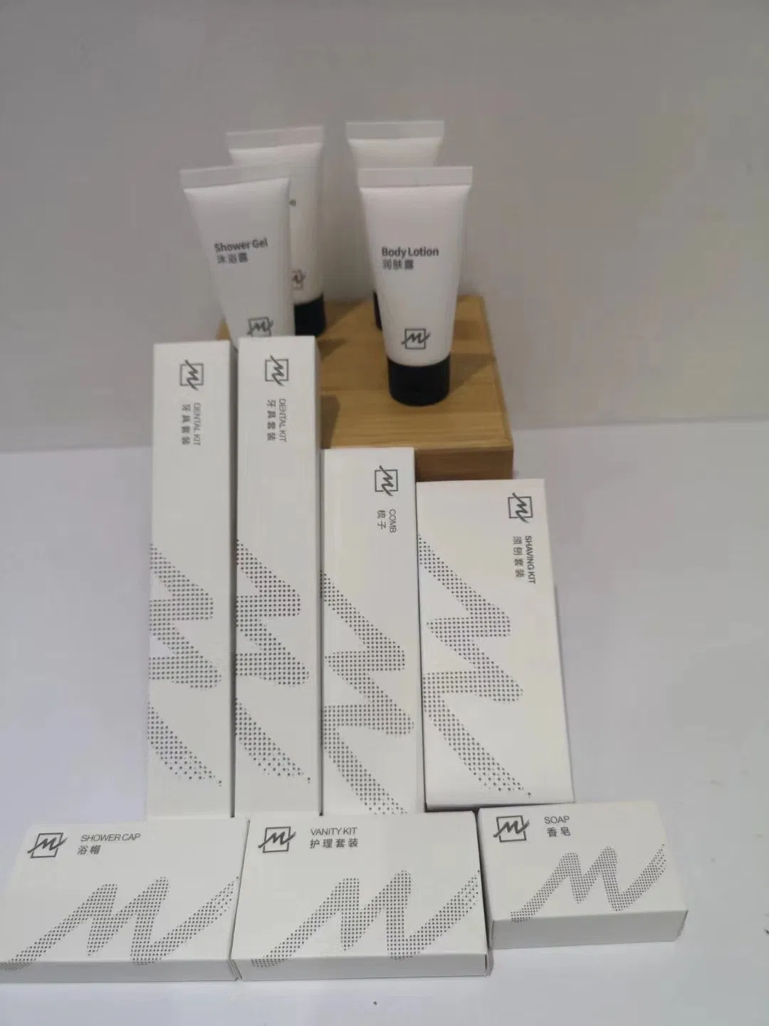 Hotel Amenities in White Box Wrapper 2 for Hotel Room Using