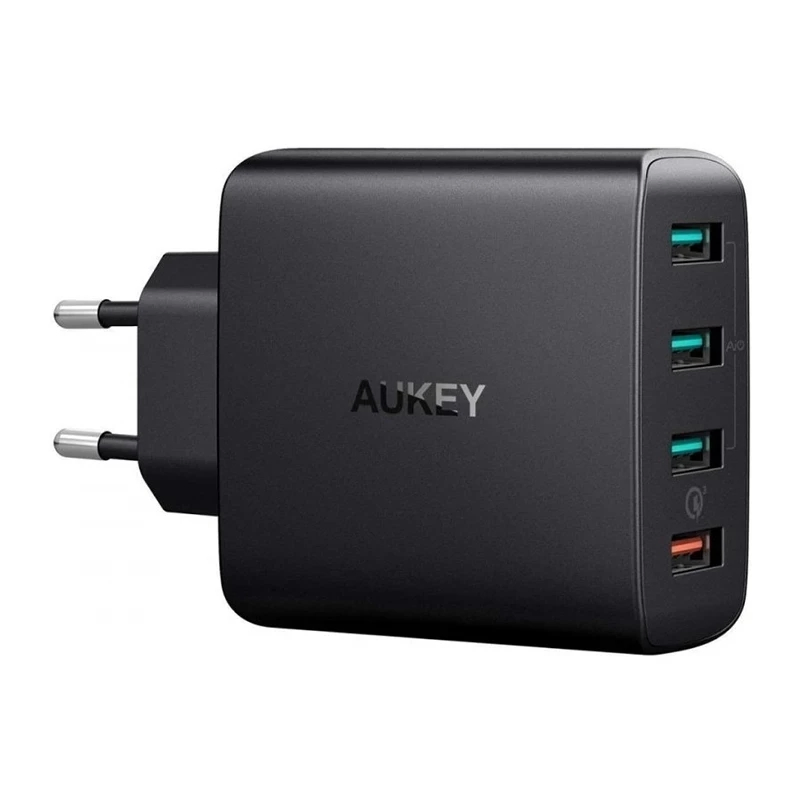Aukey PA-T18 42W Max QC3.0 4-Port USB Wall Charger Travel Power Adapter, EU Plug/Black