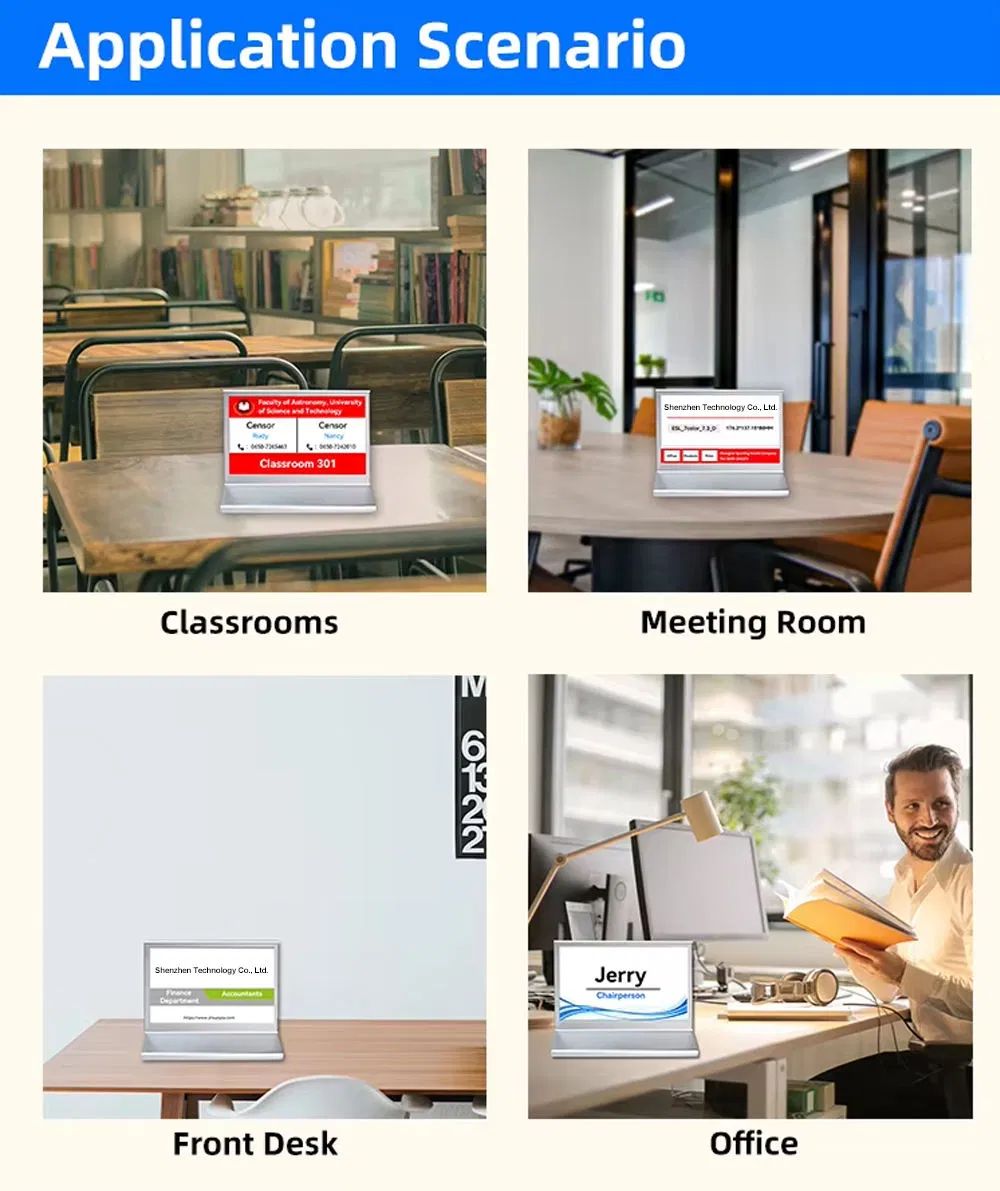 Smart Dual-Side Conference Nameplate Display Esp32-Powered E-Ink Table Card Display with Wireless Digital Management ODM