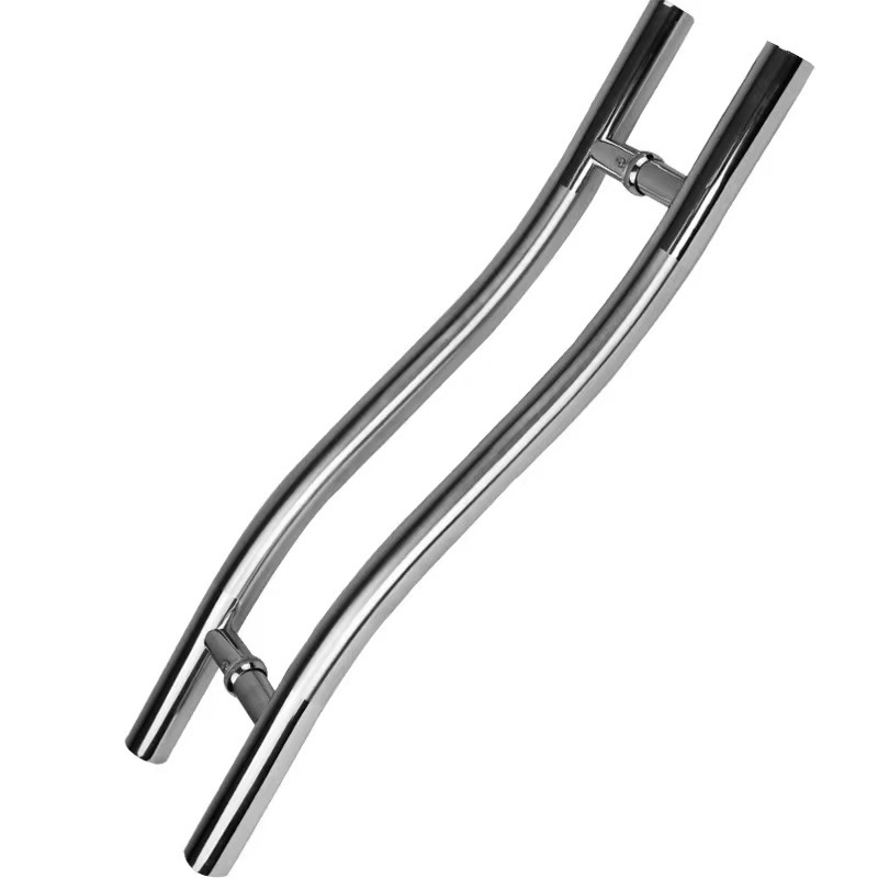 Modern Long Pull Handle Offset Doors Stainless Steel Glass Door Pull Handle with V Foot