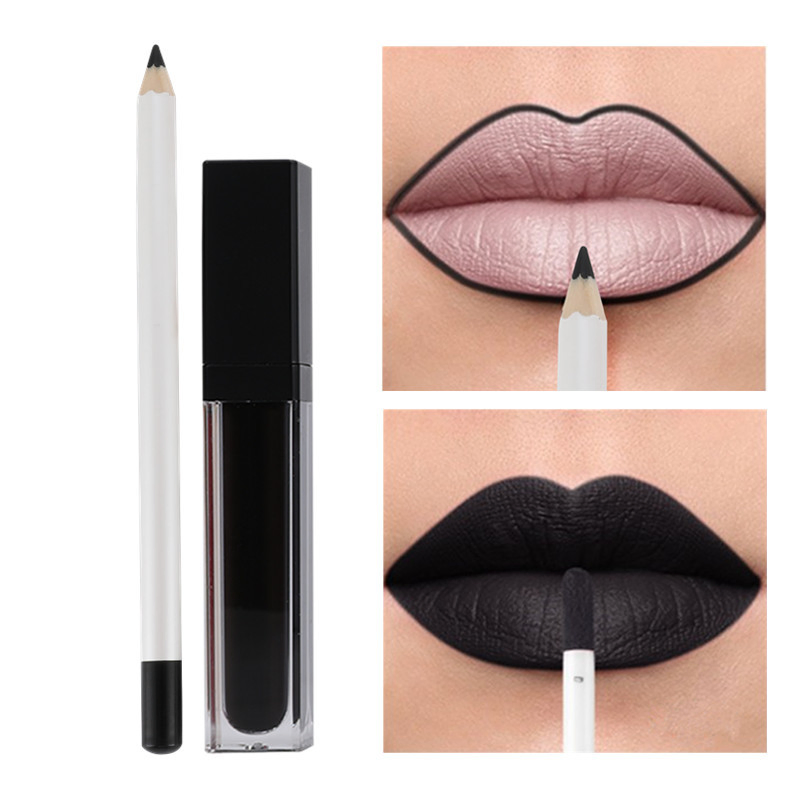 New Wholesale Private Label Matte Velvet Lipstick Lip Glaze Set Cup Waterproof Lip Liner Lip Gloss Set