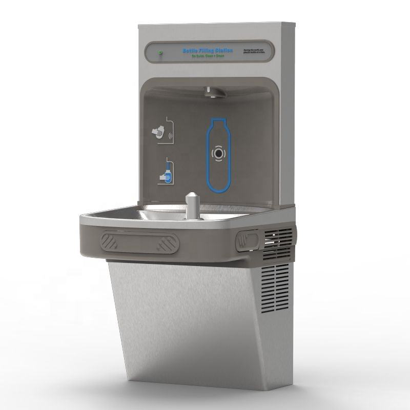Stainless Steel Water Cooler/Wall Mounted Cold Water Dispenser with Bottle Filler, Bottle Filling Station