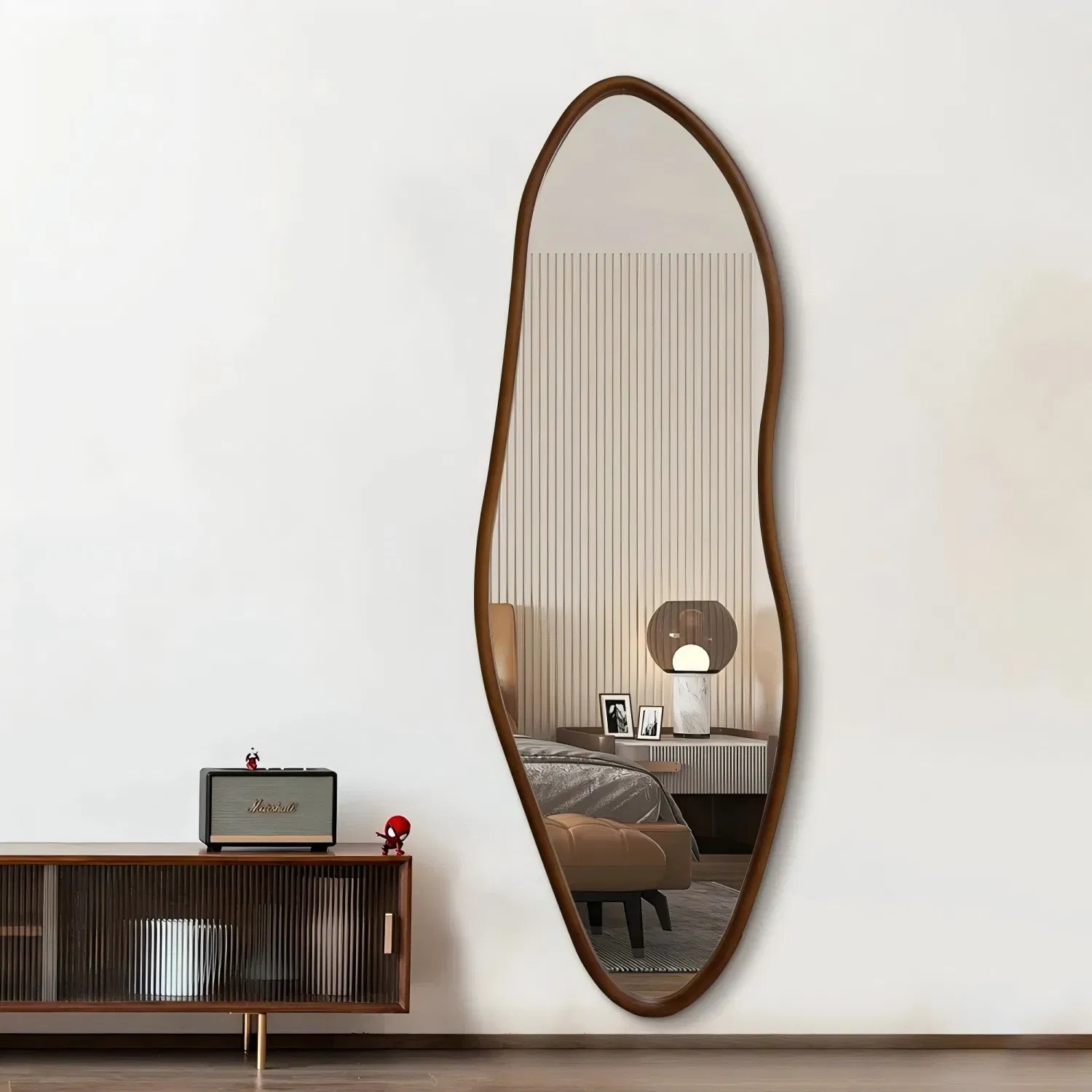 Irregular Bathroom Mirror Decorative Mirror Solid Wood Frame Custom Full Body Dressing Mirror