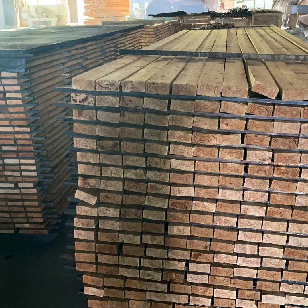 Heat Treated Wood Thermowood Knots Grade Spruce Rough Sawn Timber