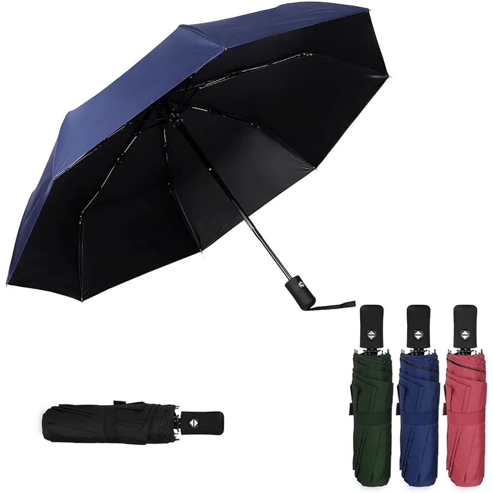 High Quality Custom Windproof Travel Outdoor Automatic Rain Umbrellas Compact 3 Fold Umbrella with Logo