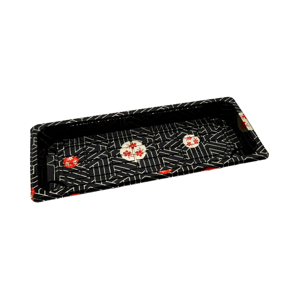 Disposable Plastic Food Take out Plates Rectangle Shape Sushi Food Packaging