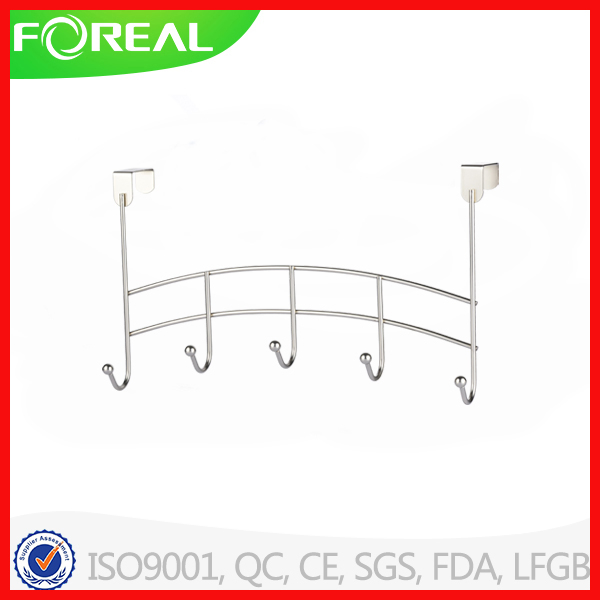 Nickel Plating Over The Door 5 Hook Storage Organizer Rack