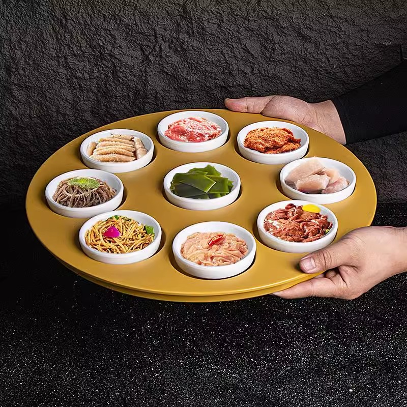 Melamine 9 Grid Food Container Cool Dish Dipping Plate 9-Hole Sushi Tray