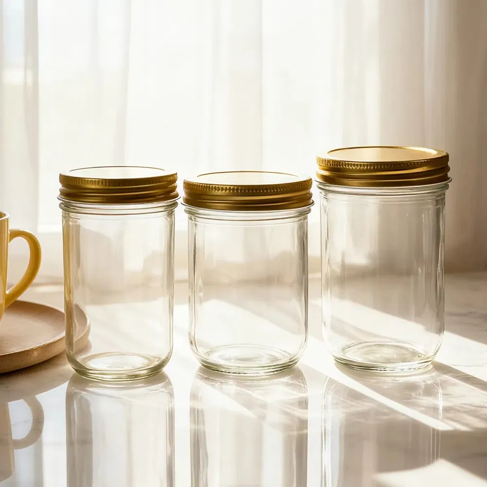 Wholesale Clear Glass Mason Jar Set 150ml 200ml 250ml 380ml Mason Jar with Metal Lid