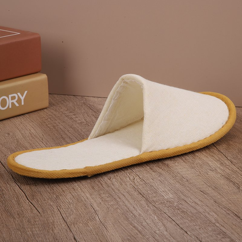 Custom Disposable Hotel Slippers Canvas Biodegradable Luxurious Style with EVA Sole Travel