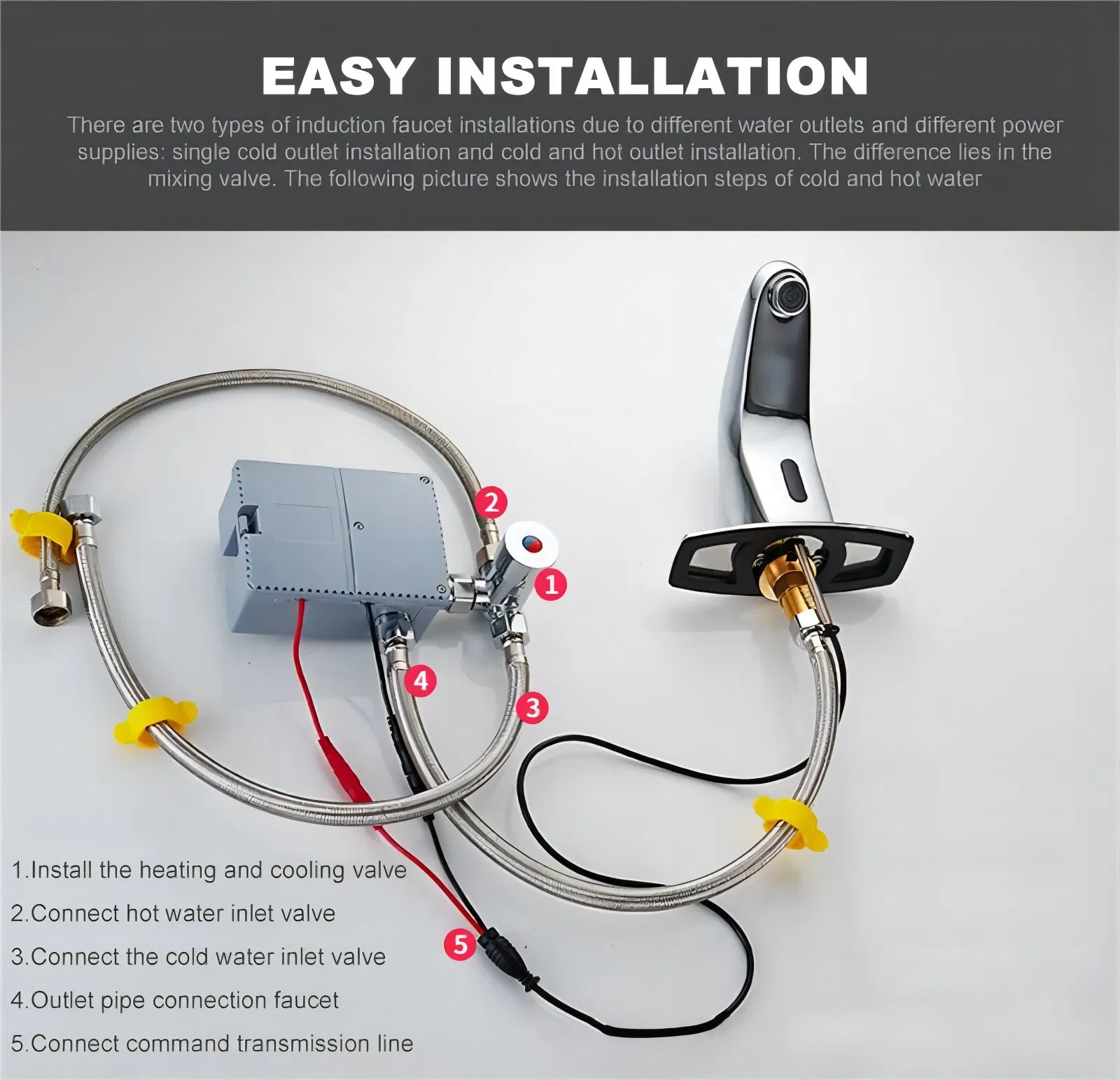 Automatic Tap Controlling Valve System Sensor Control Box Latching Infrared Touchless Faucets Solenoid 6VDC