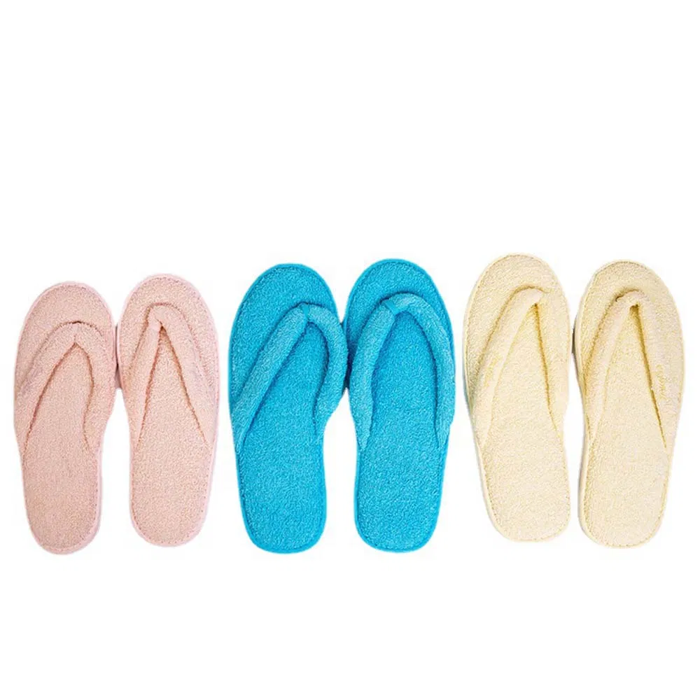 Cost Effective One-Time Anti-Slip Washable Flip Flops in Green/White/Gray/Canary/Pink/Purple with Coral Velvet Fabric for Women and Man in The Hotel/Airline