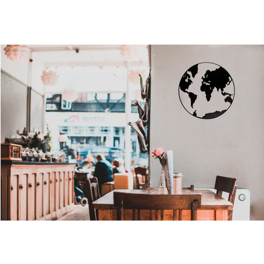 White Metal World Map for Decoration