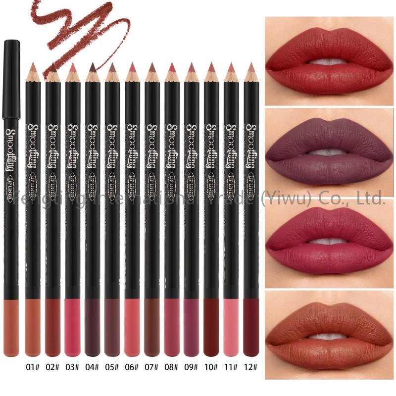 12PCS Matte Lip Liner Set Long-Lasting Waterproof Mineral Lip Pencils Natural Smudge-Proof Lipstick Outline Makeup Kit