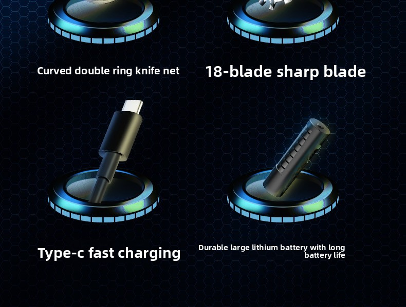 Type-C Fast Charge Starry Razor, LED Life Display, Travel Lock