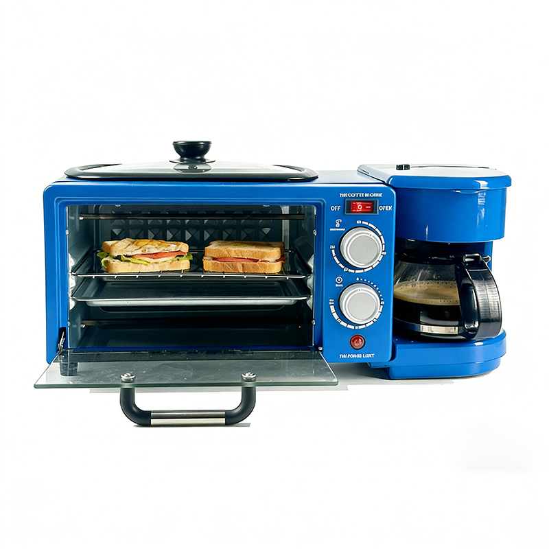 Household Item Non-Stick Griddle 3-in-1 Breakfast Station with Cook, Toast & Brew at Once Function with Dishwasher Safe Used